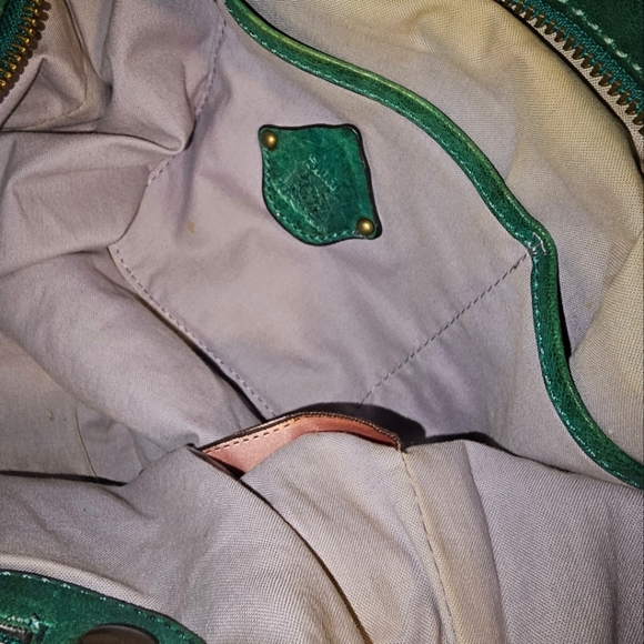 JUICY COUTURE Teal Dist. Leather Handbag Vintage EUC - Picture 6 of 9